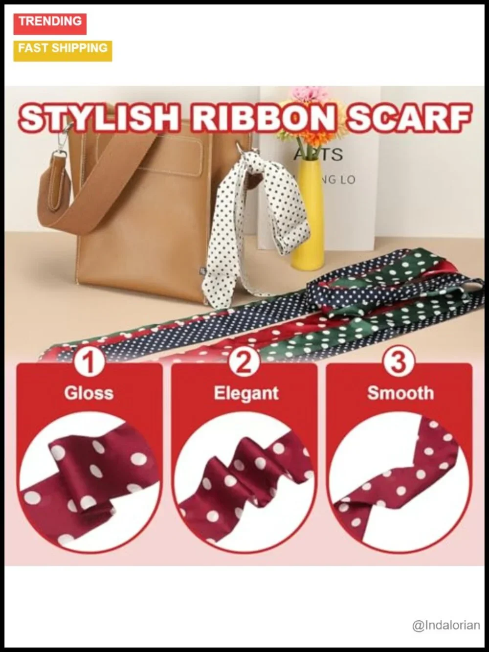 Skinny Ribbon Scarf Faux Silk Neckerchief Long